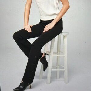 NWT WHBM Black Button Hem Kick Flare Pants 6